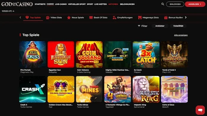 God of Casino Gesamtansicht